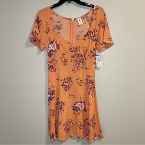 Abound Short Sleeve Skater Dress In Coral Aster Bouquet